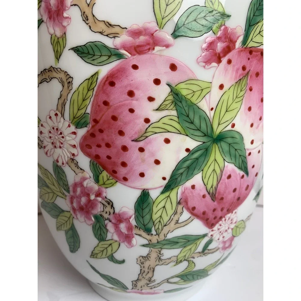 Vintage Quintessential Exclusive Porcelain Peach Blossom Floral Botanical‎ Vase